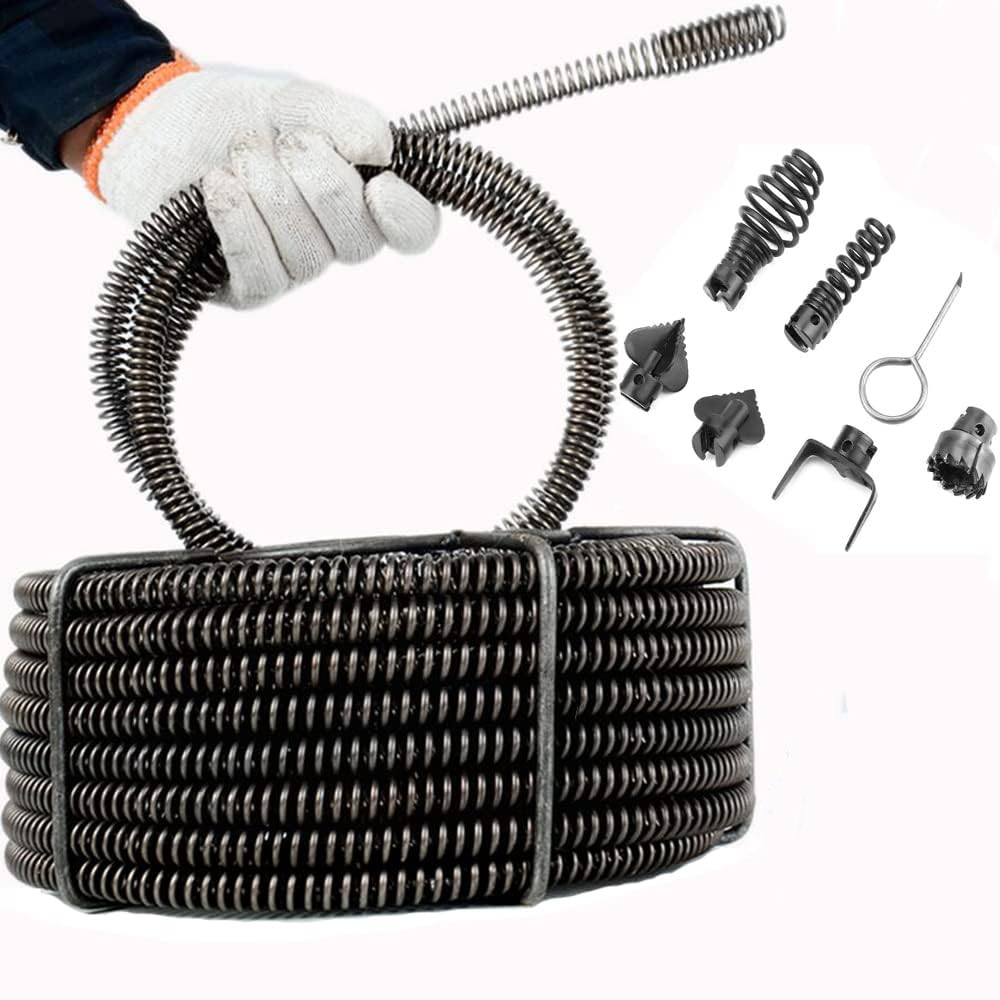 15 Meters Electric Drill Bit 16mm Cleaning sewer Cleaner Soft Shaft Connector Sectional Drain Cable Auger Snake Pipe Spring