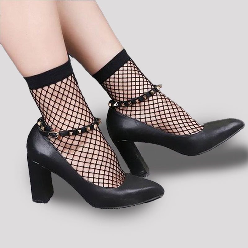 White Breathable Fishnet Thin Solid Sexy Mesh Women Ladies for Girls Cute Heels Funny Sox Ankle Pearl Mesh Cute Lace Socks