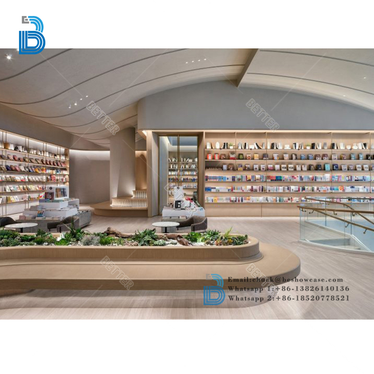 customized high quality wooden library book shelf library decoration