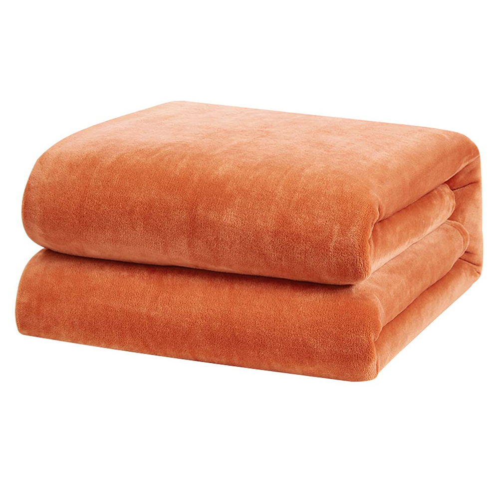 Knitted Polyester Flannel Fleece Fabric Rolls Orange Warm Plush Microfiber Solid Super Soft Flannel Fleece Fabric for Blanket