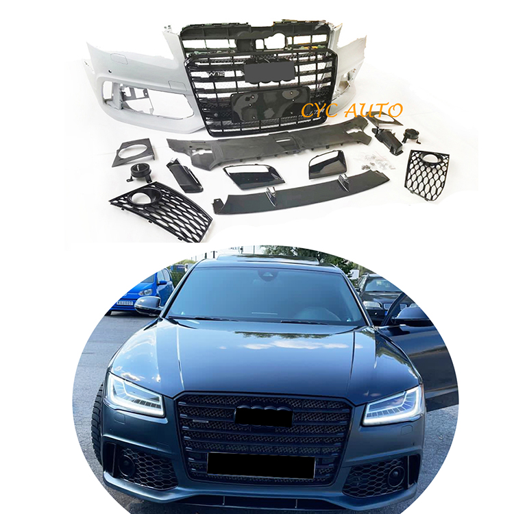 Передний бампер из полипропилена W12 RS8 S8 для Audi A8 D4 D5 2011 2012 2013 2014 2015 2016 2017 2018 2019 2020
