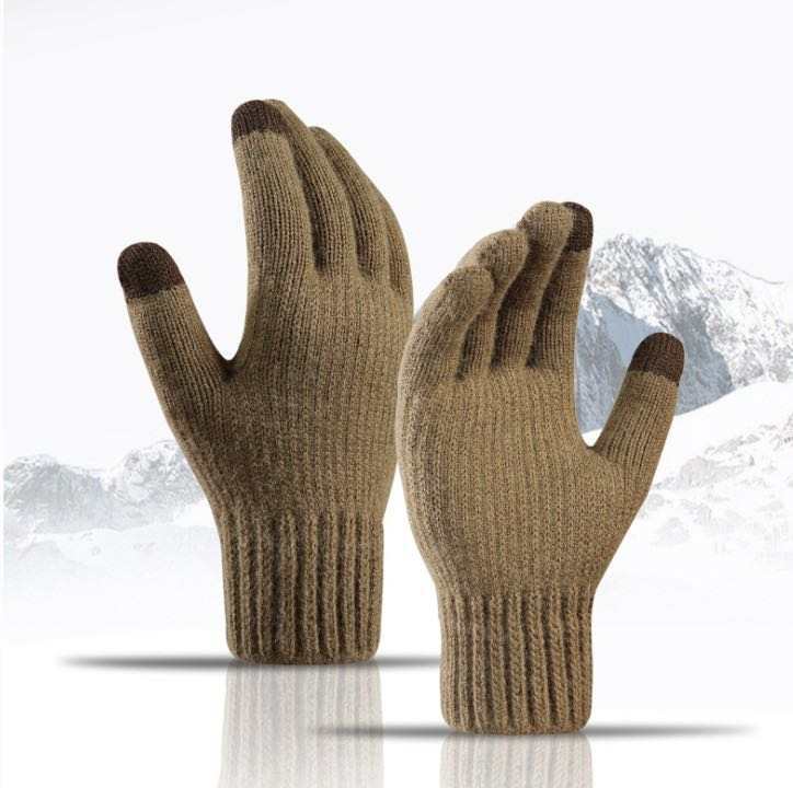 2021 Winter Mittens Gloves Touch Screen Men Outdoor Warm Stretch Knitted Gloves