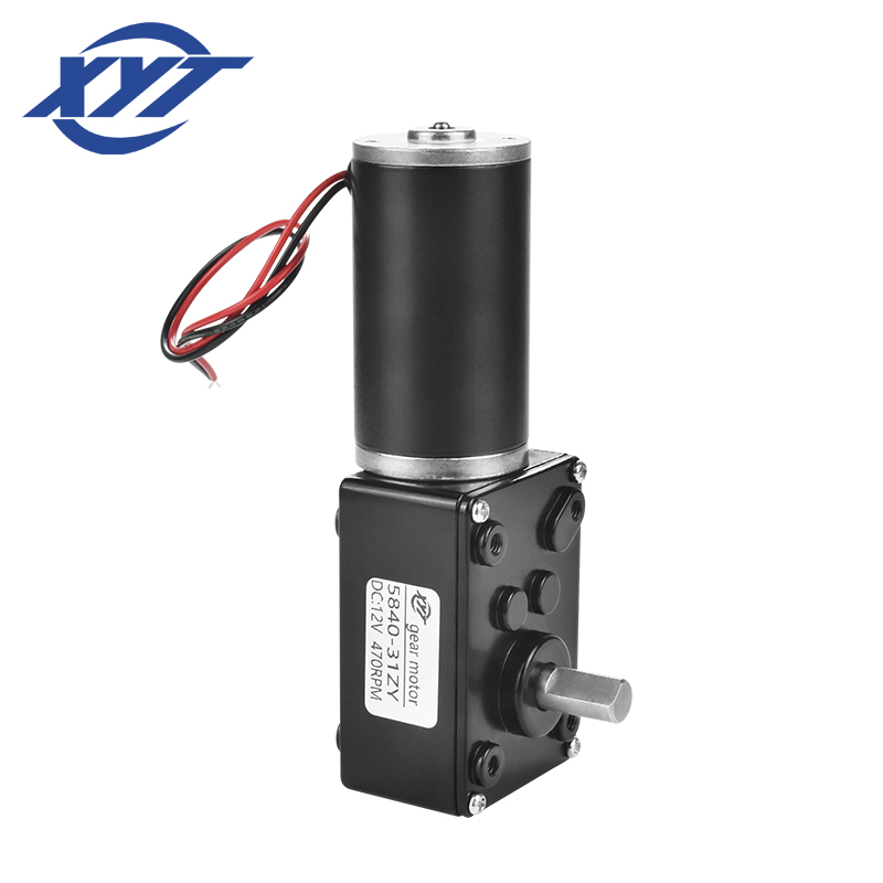 XYT 5840-31ZY Black High Torque Low Rpm 12v 24v 1.6-70kg.cm Brush Electric Gear 6v Micro Reducer Engine Worm Geared Dc Motor