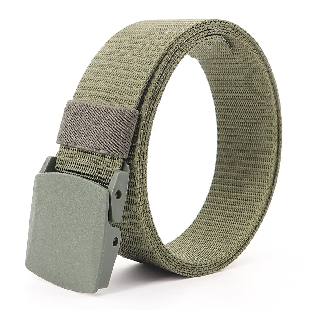 Spot men's outdoor breathable training belt casual nylon lightweight canvas fabric plastic buckle canvas belt