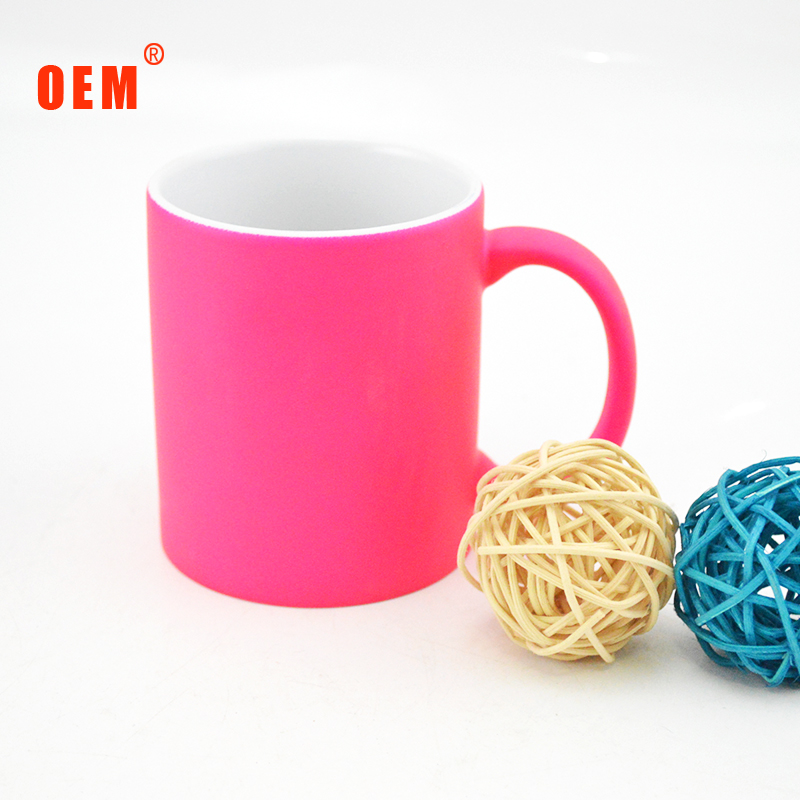 new product ceramic fluorescent coffee mug sublimation mug color shining imported from china
