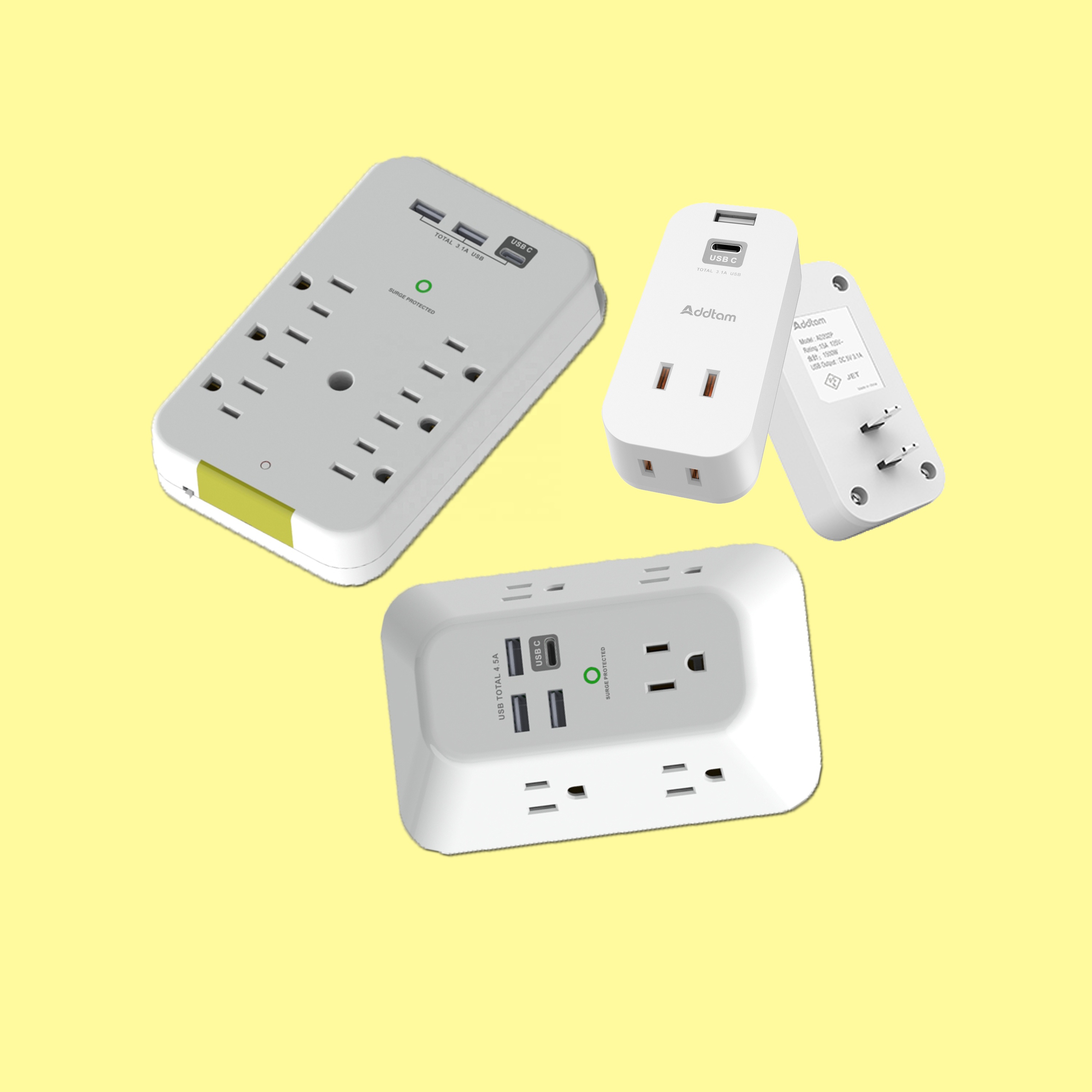 Japan Japanese 5-outlet power strip Construction use 5-sockets 4 USB ports power surge protector