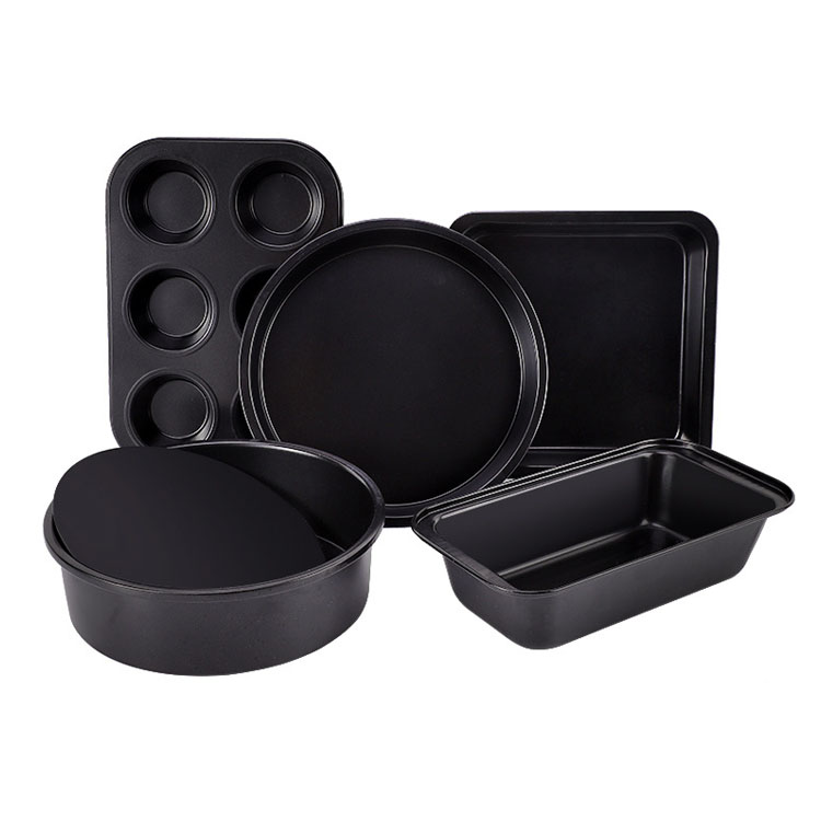 Hot Selling Spot Baking Tool Combo 8-Inch Loose Bottom Cake Pan 6-Grid Cup Pizza Carbon Steel Toast Square Ovenware Wholesale