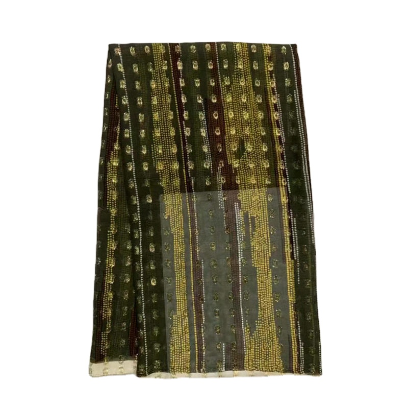 rts High quality Elegant multi color soft style lisami golden metallic design flower pattern silk