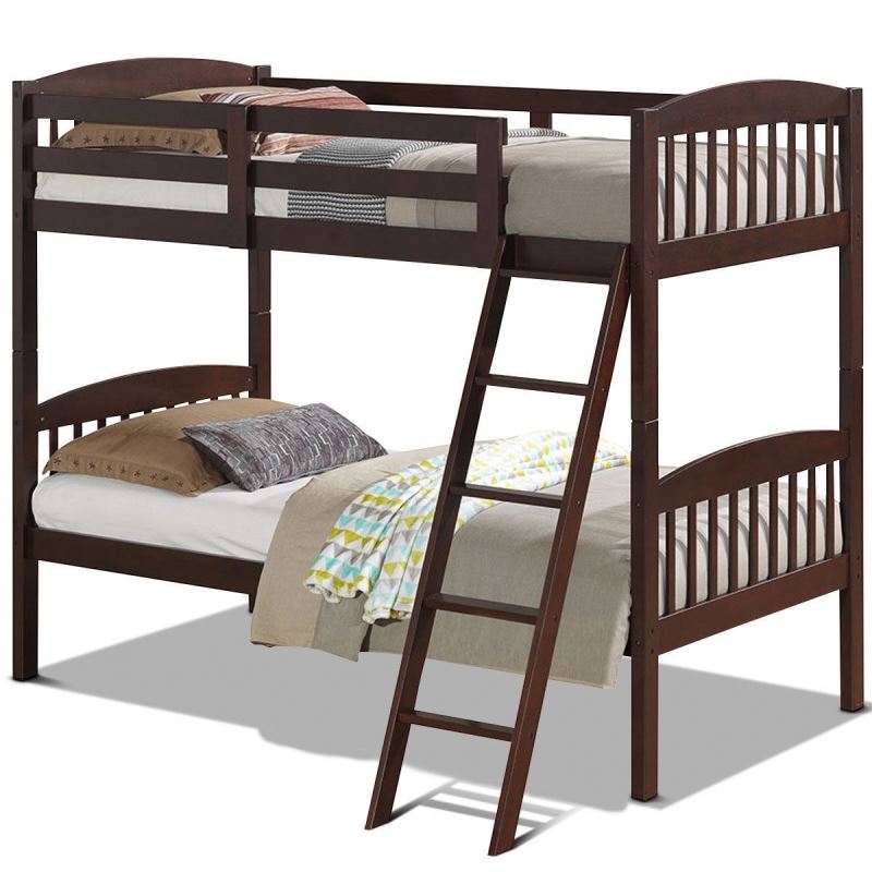 Solid Wood Twin Bunk Beds with Individual Kid Bed Ladder