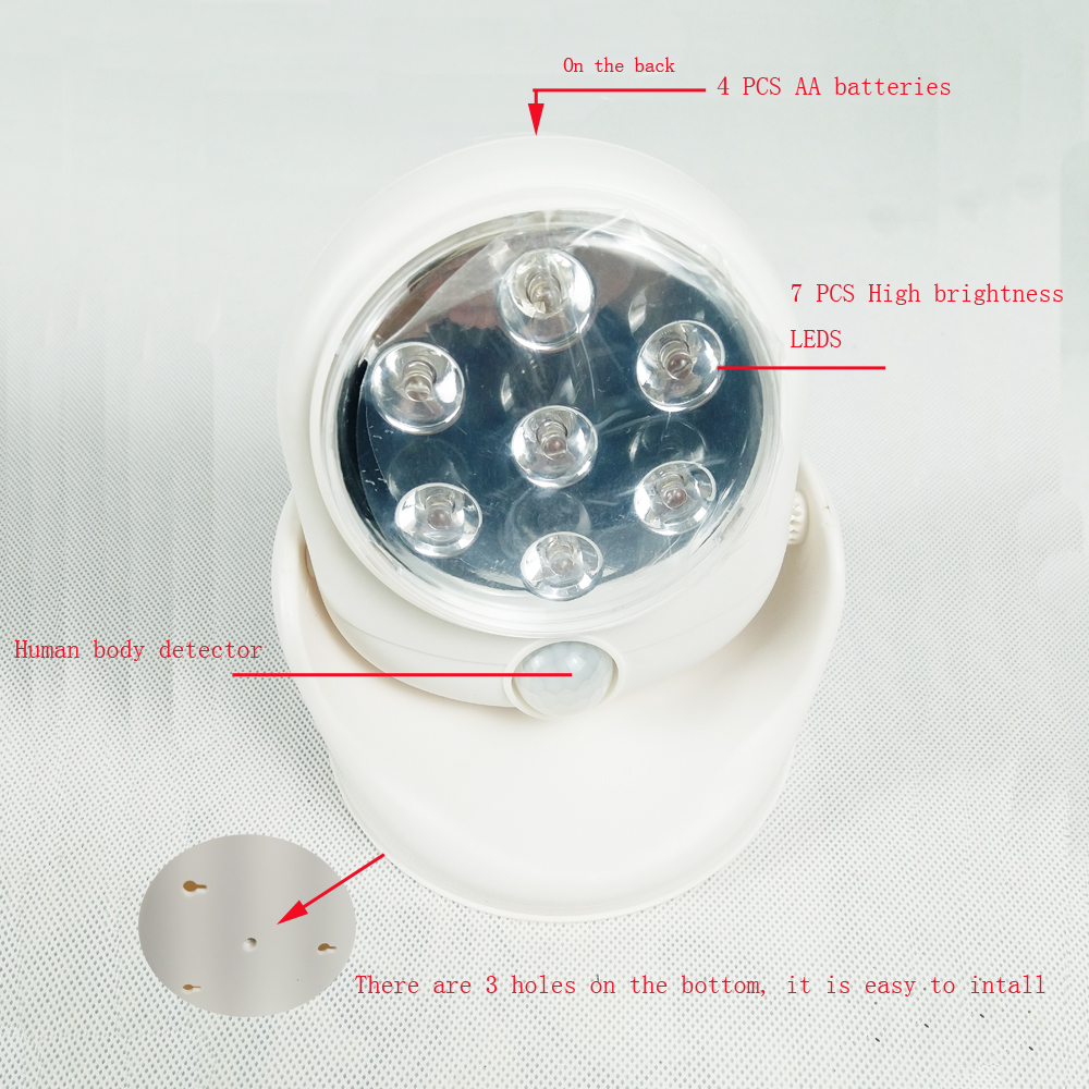 high brightness 7 led pir sensor motion light