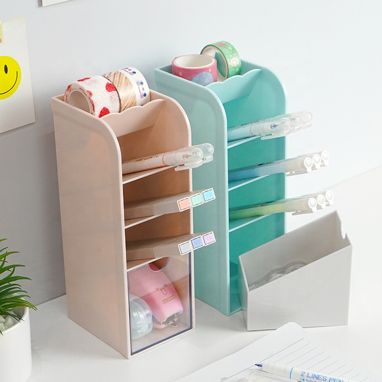 Multifunctional oblique table office supplies desk container pen holder