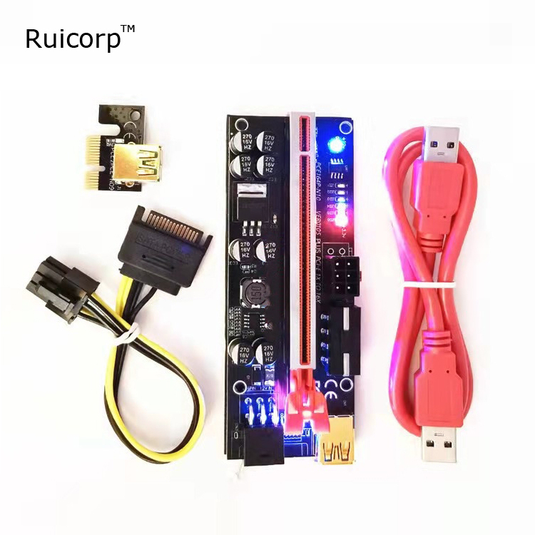 Переходник для графического процессора Ruicorp 010S plus, переходник с 1X на 16x GPu 6pin Pcie Ver 010 plus, стойка со светодиодной подсветкой
