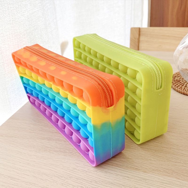New Arrival Reusable Large BPA free Silicone Purse Push Pop Bubbles pressure relief Stationary Bag student Pencil Case