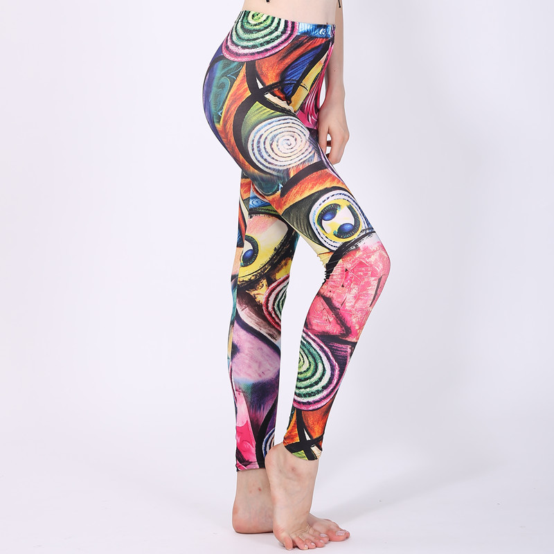 Low Moq Graffiti Printed Leggings Fashion Soft Cotton Leggings For Ladies Lowest Price