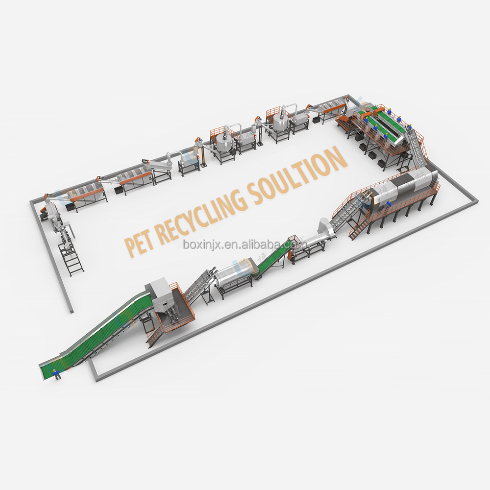 Boxin brand plastic recycling plastic bottle machine 500-5000kg/h PET bottle bales cutting washing and drying machine