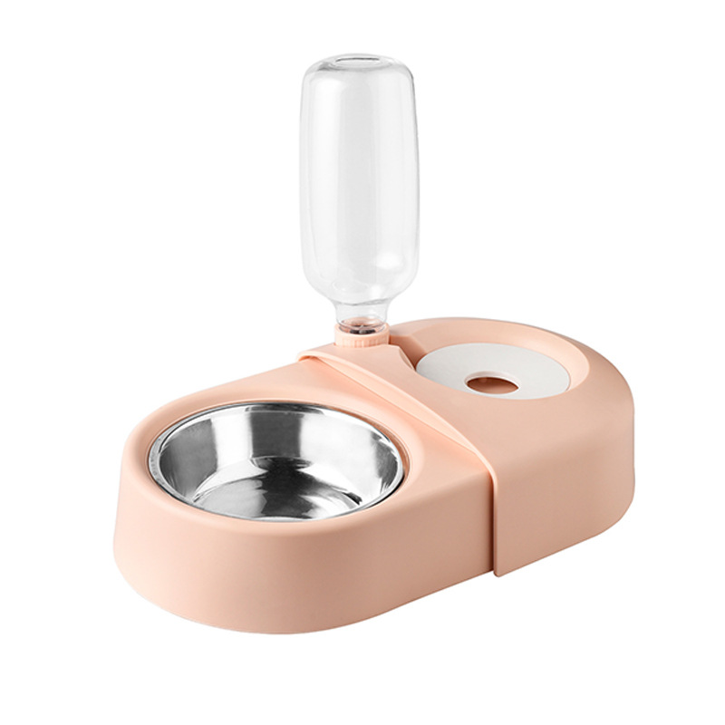 Double Dog Cat Bowls Water/Food Set Stainless Steel Bowl Automatic Water Dispenser Bottle Pet Feeder With Detachable