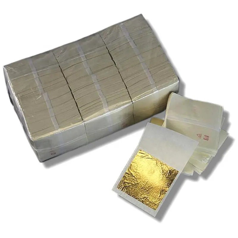 100 sheets 2.7 x 2.7 cm 99.9% gold edible leaf sheet 24k for Food Decorations Skin Care