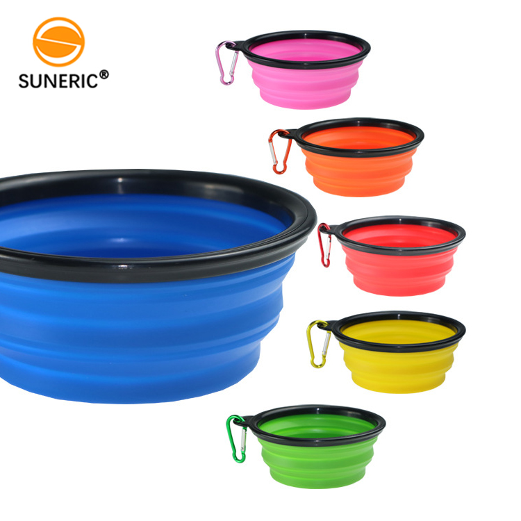 Premium silicone portable travel water bowl collapsible food bowl for dog