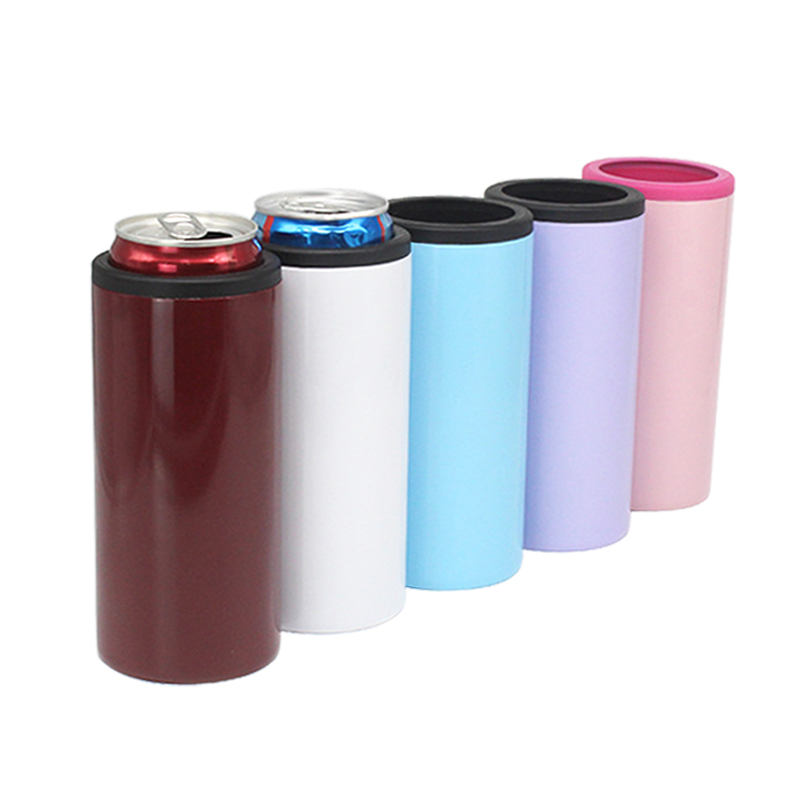 Кулер для худенькой банки 4-in-1Travel Bottle Can Cooler с двойными стенками из нержавеющей стали, изолированные стандартные банки 12 унций