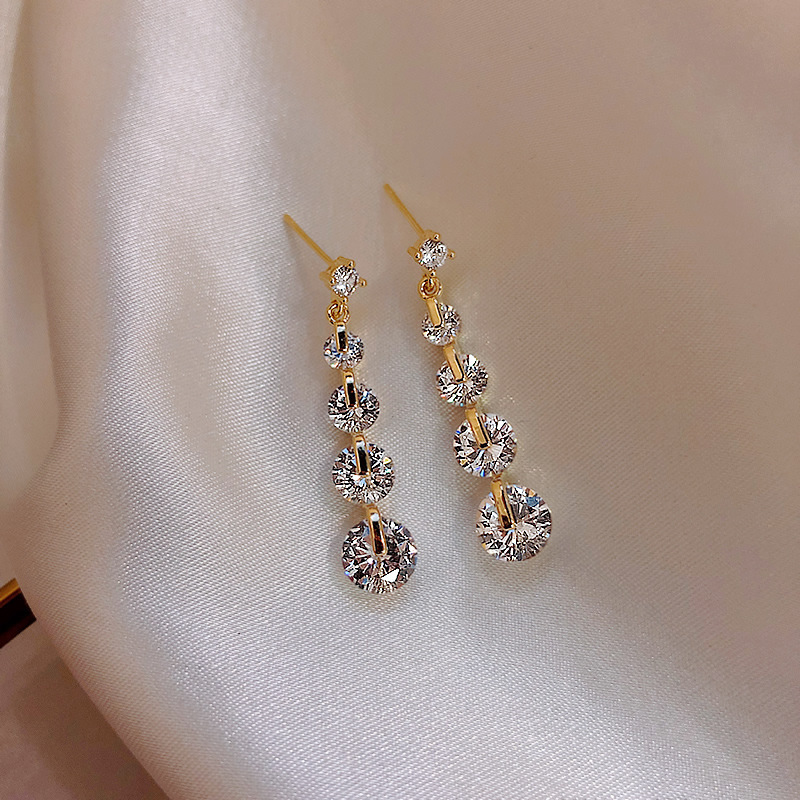 Модное ювелирное изделие, KYED0680 Элегантное Длинное 18k Золотые кисти форма 3A CZ серьги для женщин