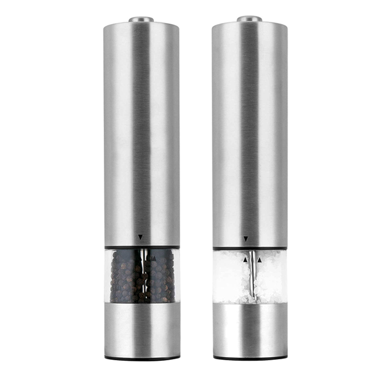 Stainless steel 2 in 1 automatic electric salt black pepper grinder mill, gravity salt and pepper grinder