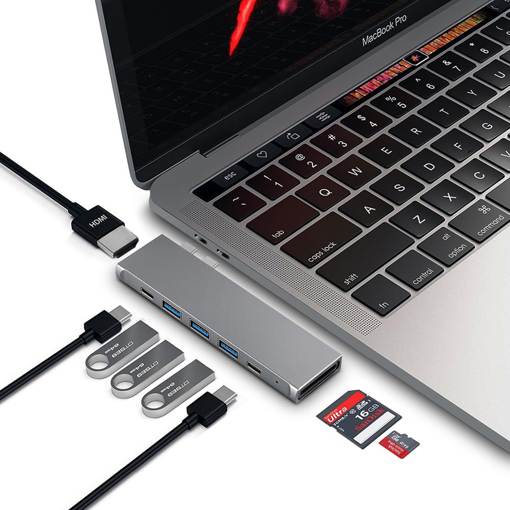Адаптер для usb-концентратора типа C для MacBook Pro Аксессуары 8-in-1 Type C Thunderbolt адаптер док-адаптер тype c compatiblemacbook