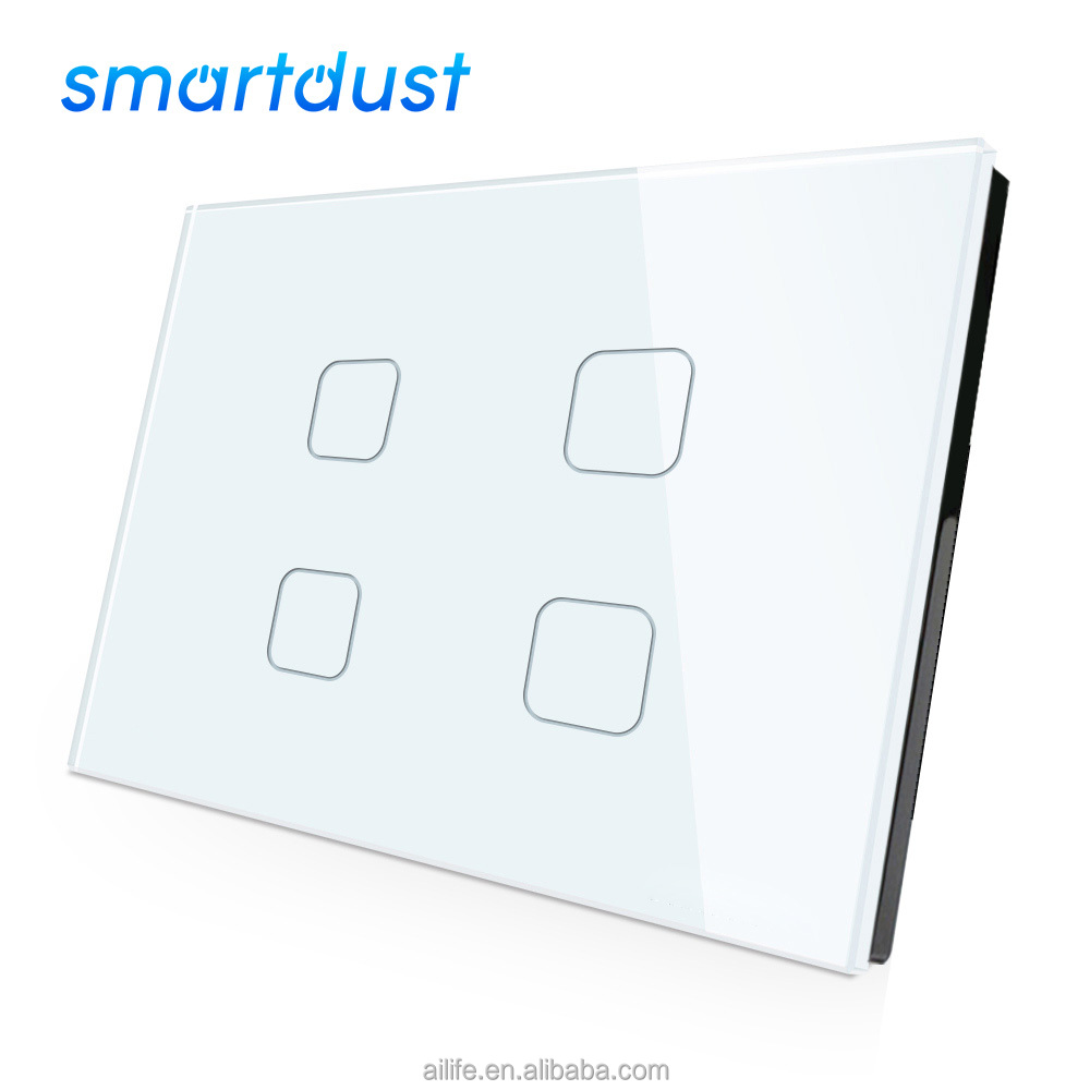 Smartdust Tuya Smartlife с приложением Google Home Alexa Смарт US Премиум стеклянный настенный выключатель света Wi-Fi IoT Удаленный 4 Gang сенсорный переключатель