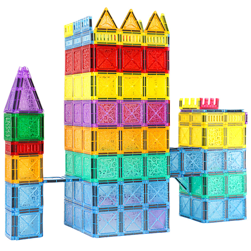 60 piece set magnet building tiles clear magnetic Educational Magnetic Toys 3d Magnetic Tiles For Kids Magnetic Building Blocks