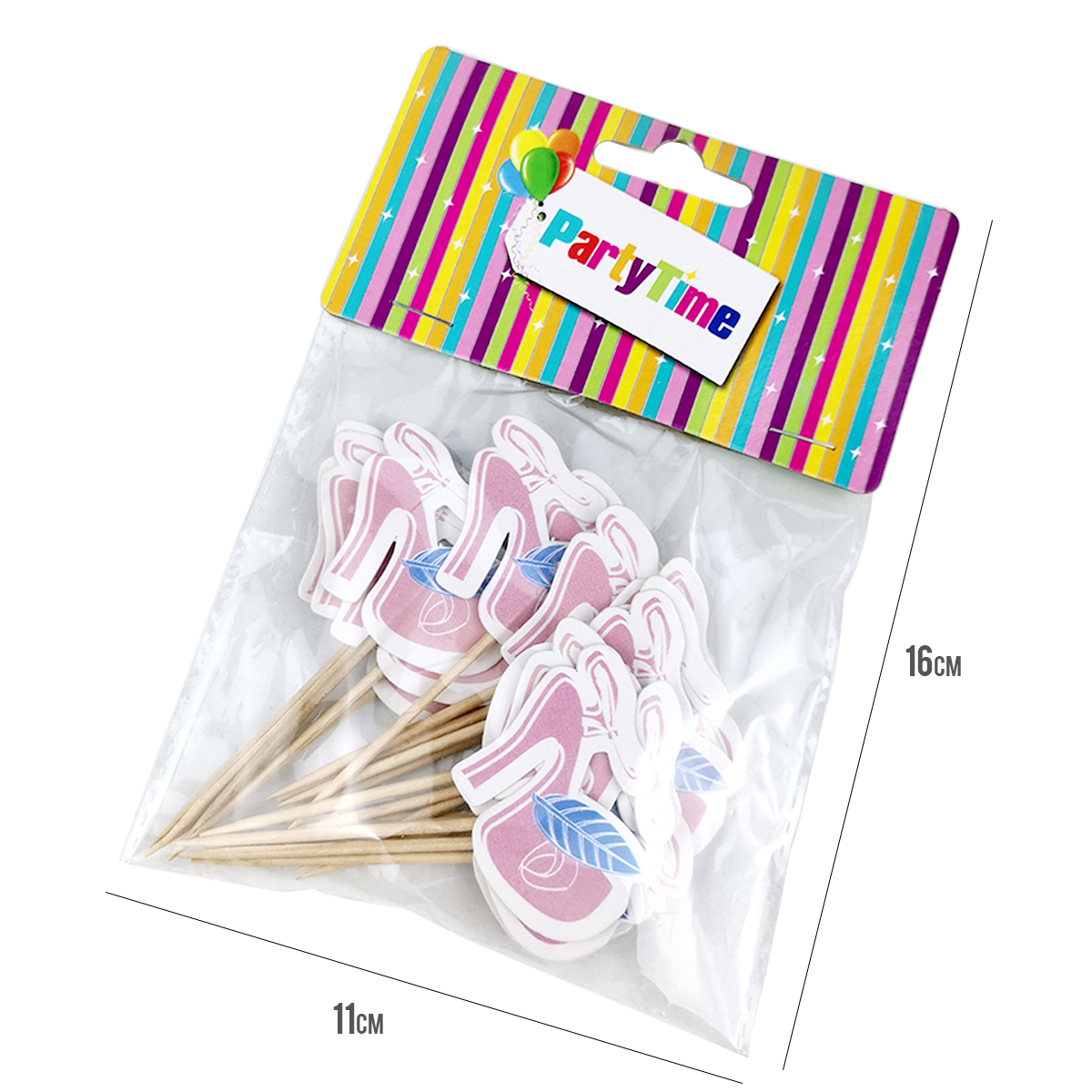 disposable wholesale cheap wooden high heel sticker toothpick Fruit pick, cake decoration