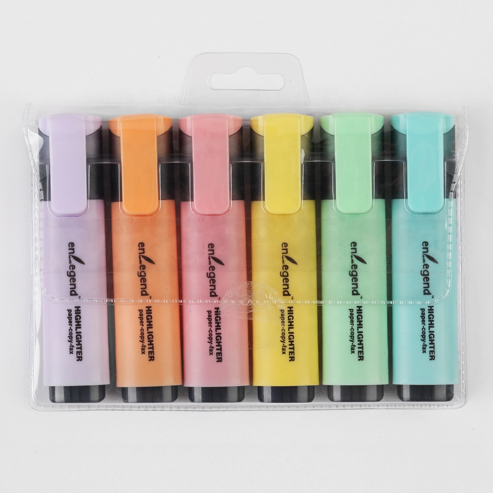 Non-toxic economical pastel color oval shaped stationery highlighter marker with customer label
