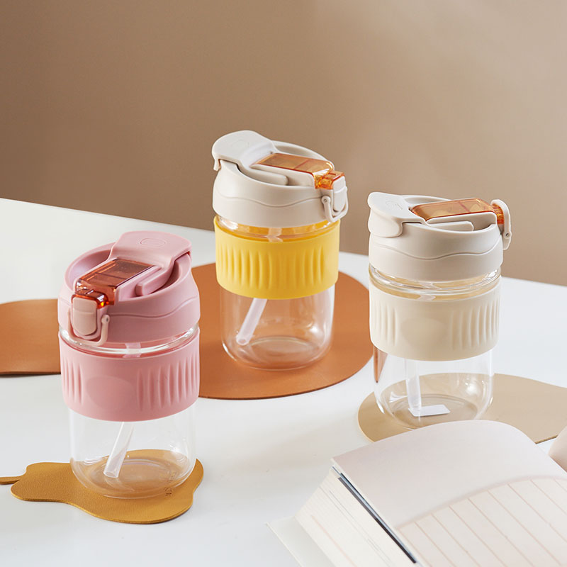 Amazon Hot Selling Coffee Mug Cork Tumbler Set Accompanying Water Bottle Glass Coffee Cup With Silicone Lid 3225