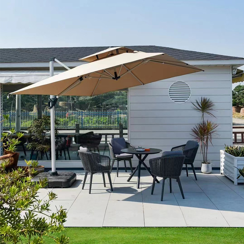 Contemporary Outdoor Sun Umbrella UV-Resistant and Waterproof Roman umbrella with bases for patio garden terrace