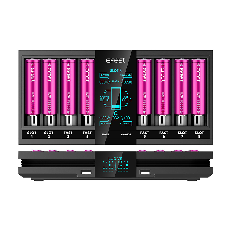 Фантастическое зарядное устройство Efest Luc V8 18650 21700 18350 Aa Aaa 12 В 2 А, зарядное устройство с двойным Usb и ЖК-дисплеем