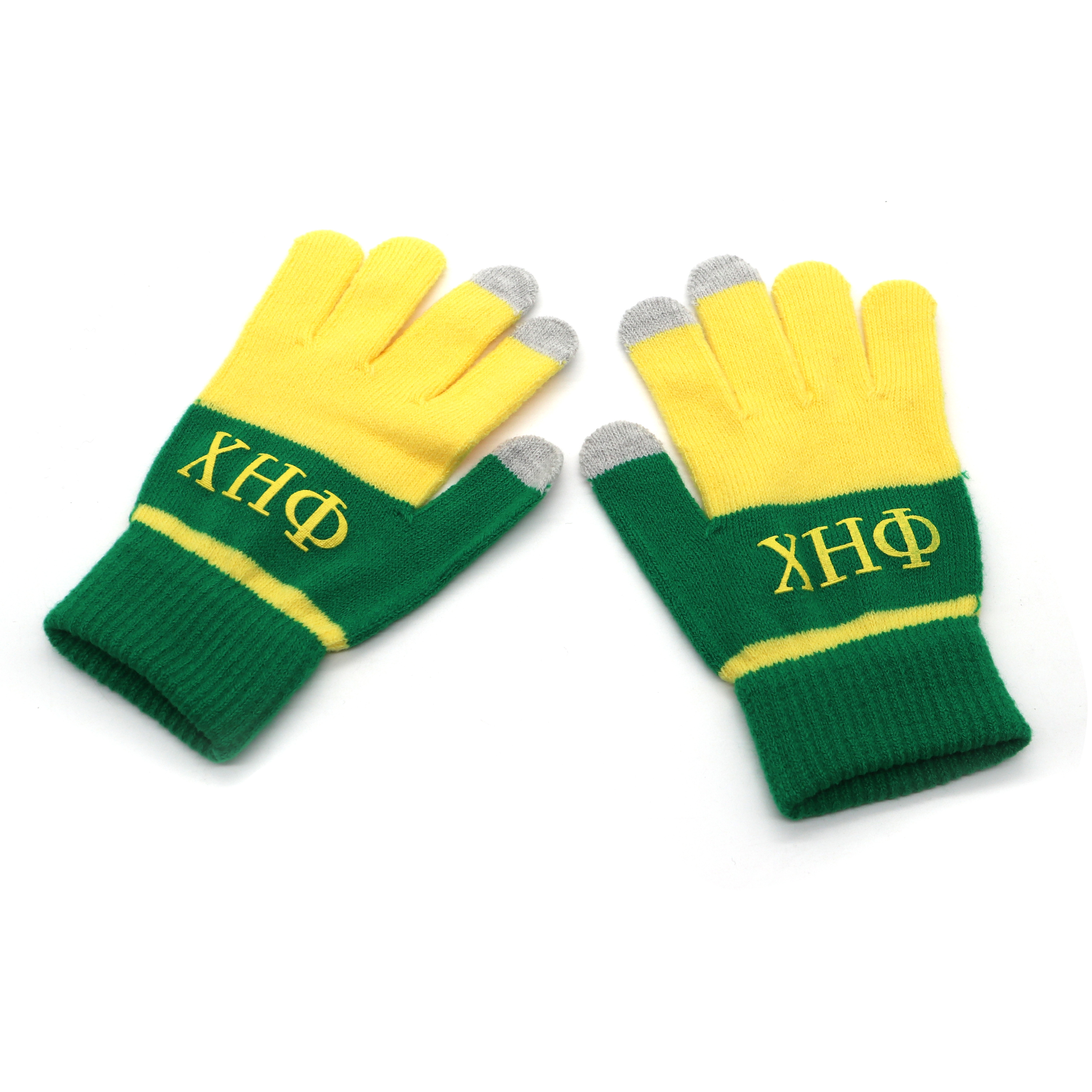 2024 Best selling men warm CHI ETA PHI hand knitted touch screen acrylic winter gloves Winter Beanie Hat Touchscreen Gloves