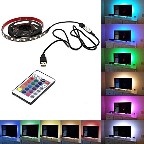 Умная светодиодная м, 1 м, 2 м, 3 м, 4 м, 5 м 5050 DC5V IP65 Гибкая RGB ТВ ПОДСВЕТКА Кит) Светодиодная лента с usb-питанием с ИК-пульт дистанционного управления с 24-мя клавишами
