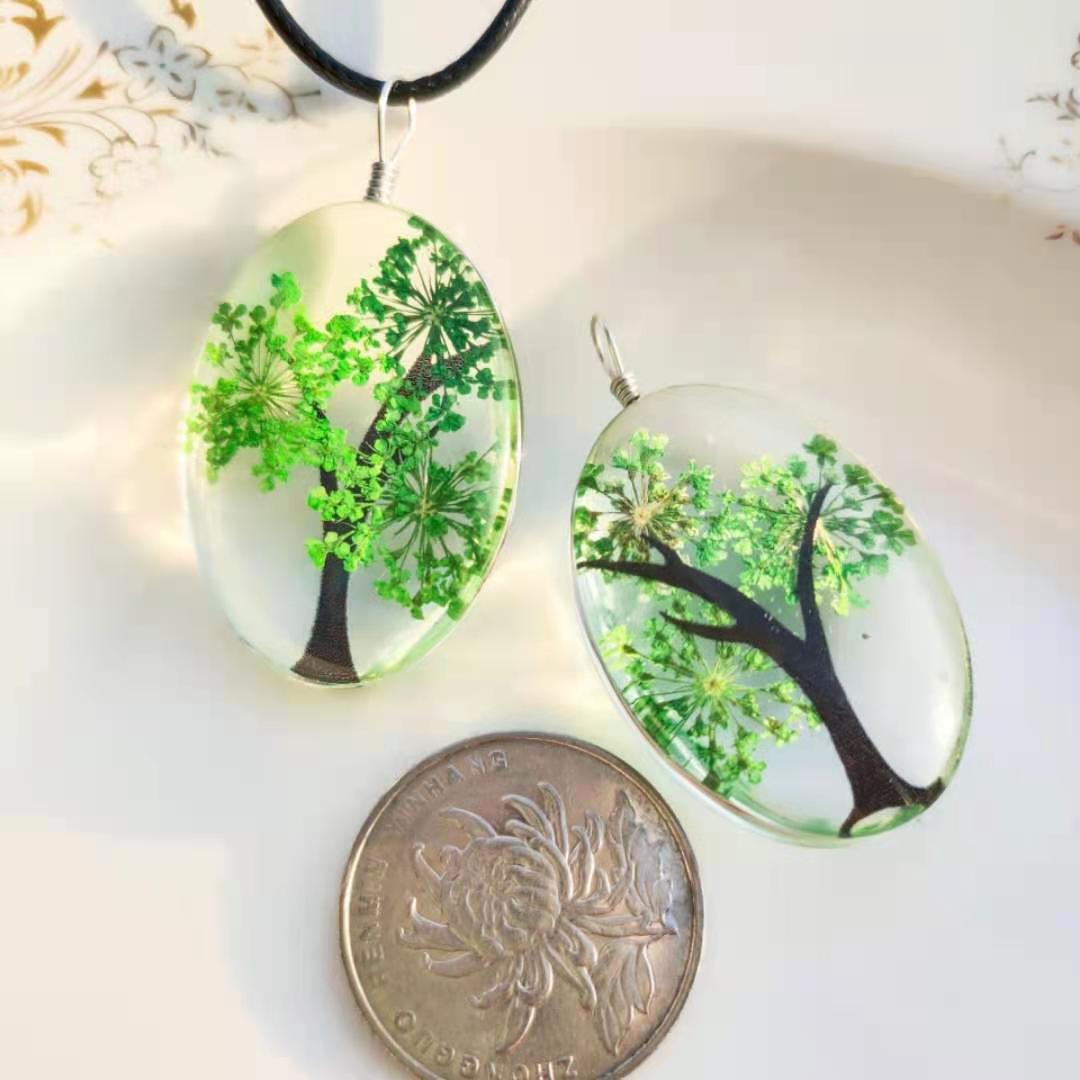 2021 натуральный многоцветный ручной работы сушеный цветок ever-green tree of life ожерелье серьги на заказ