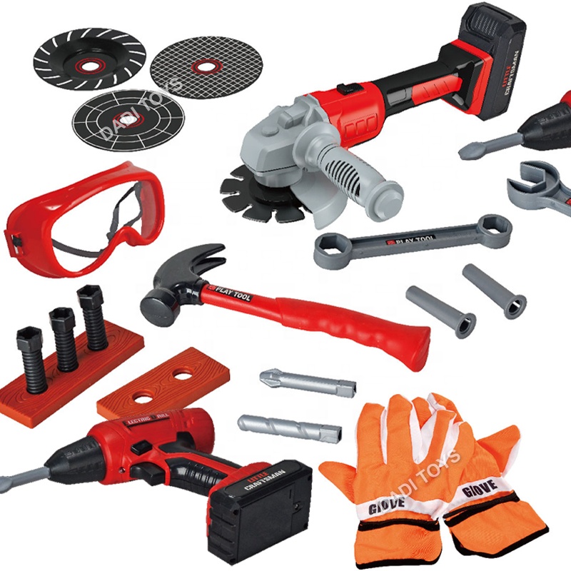 Children Playing Pretend Play Simulation Tool Game Set, Powerful Gaming Drill Screwdriver Grinding Machine Electronic Tool Set