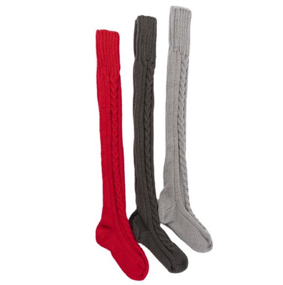 New design White Christmas Stocking Winter Over Knee Knitted Boot socks