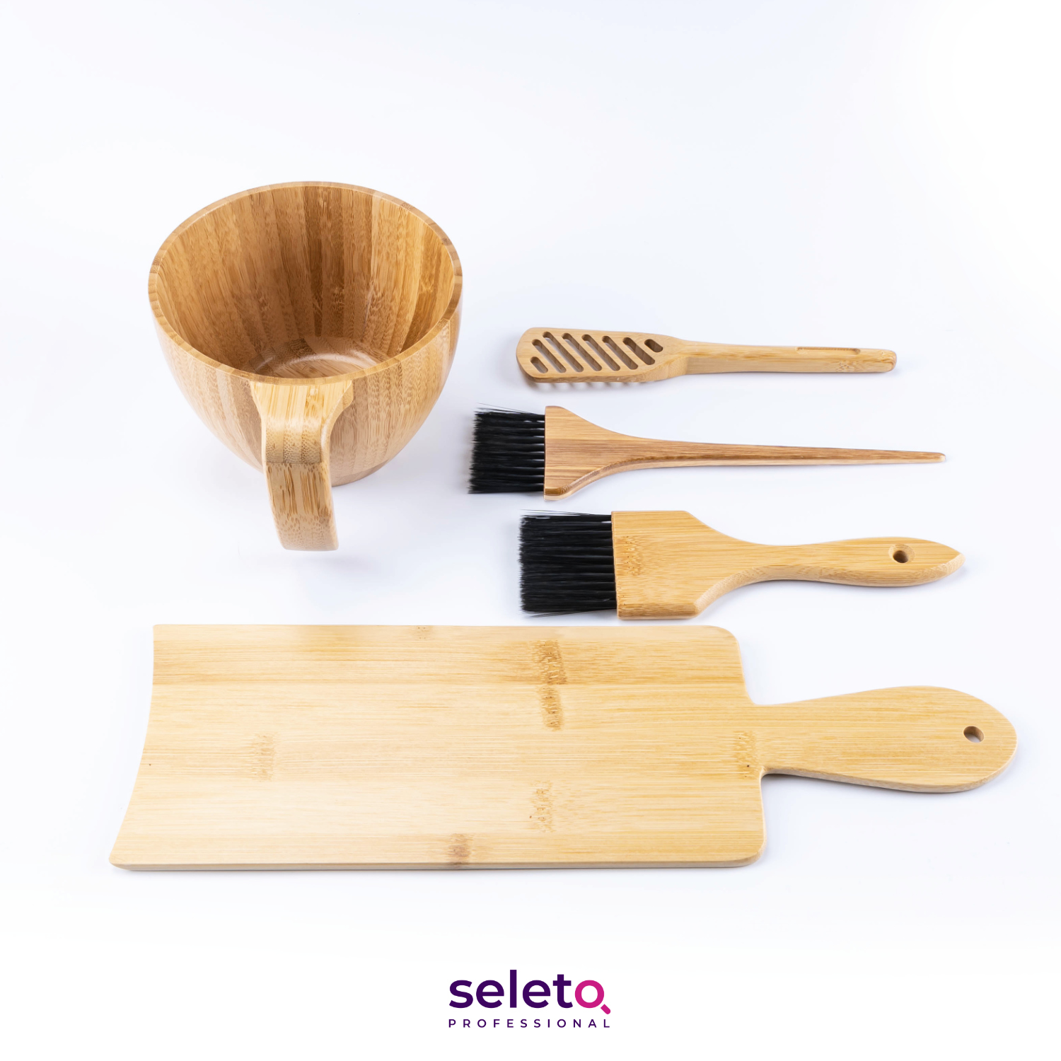 2021Non-slip bamboo Hairdressing Tools Salon Hair Dying Bowl & Brush Color Mixing Bowl hair dye bowl set