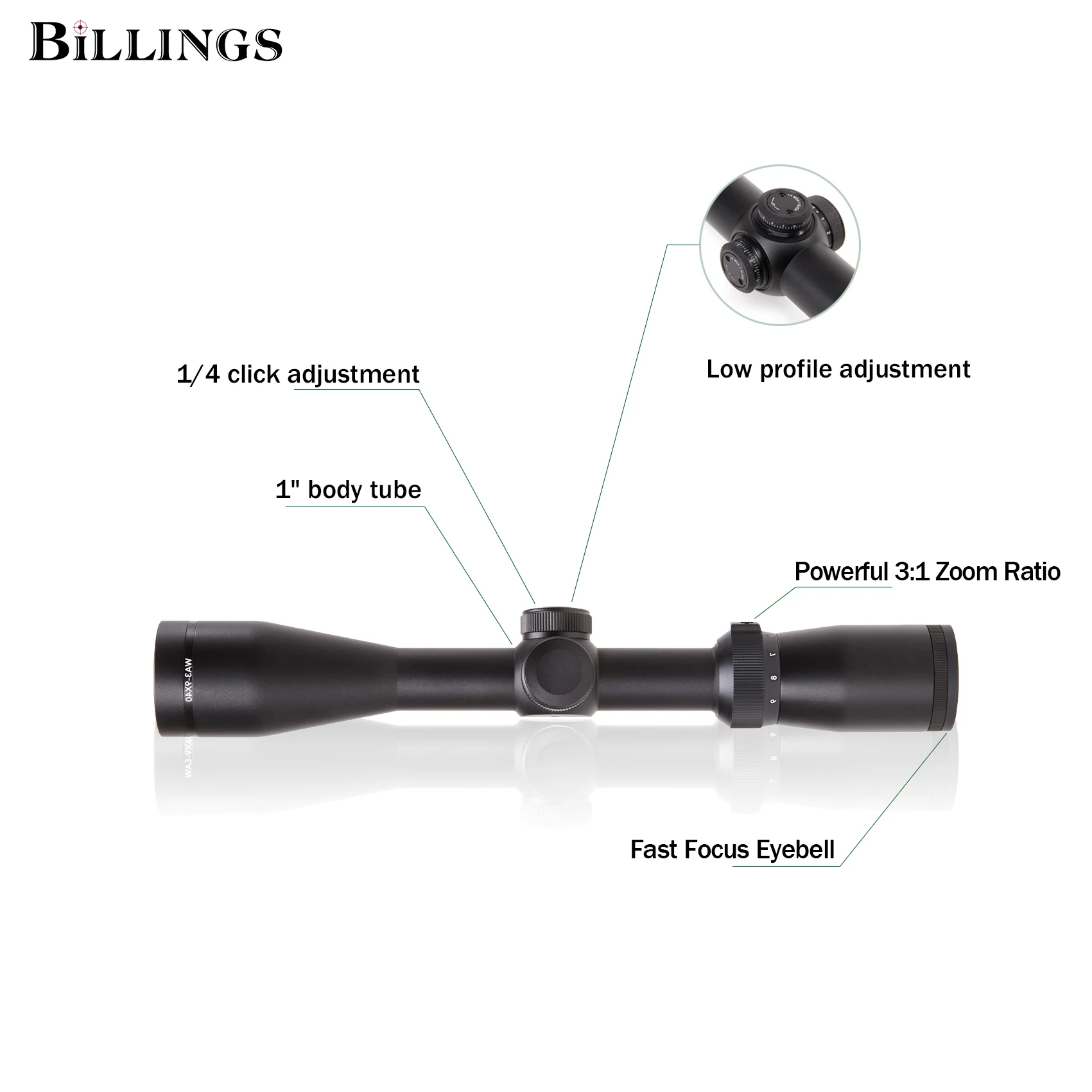 Low Profile Shooting Hunting HIII 3-9X50 Illuminated Tactical Rifle Scope
