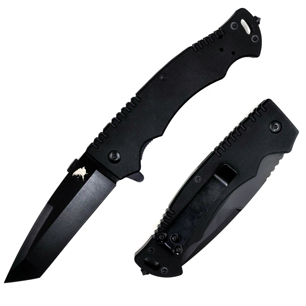 (PK-2261G) 5 "D2 стали линейный подшипник системы Черный С Титановым Покрытием Складные армейские выживания тактический Открытый карманный нож для повседневного использования