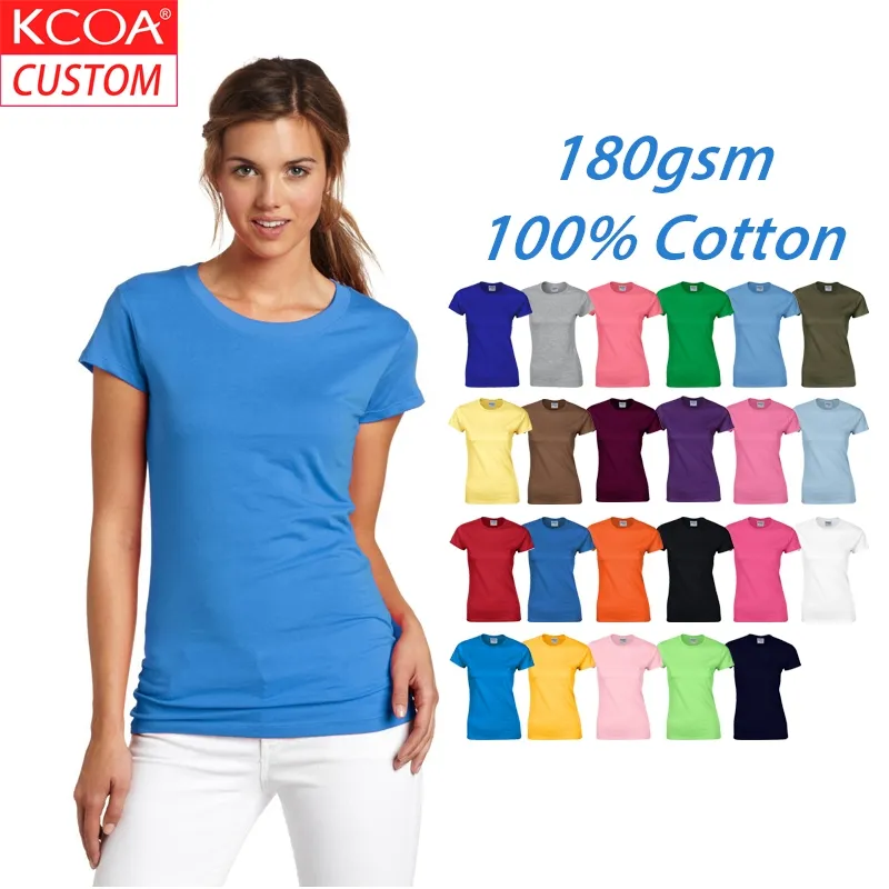 2020 KCOA Blank Women Tshirt 180gsm Plain Lady T Shirts Custom Printing T-shirt For Girls