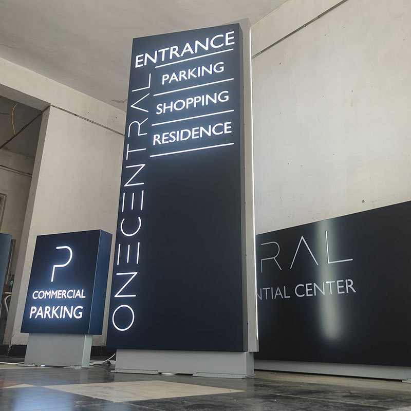 Store Outdoor Double Side Entrance Signage Led Light 3D Outdoor Advertising Pylon Sign Road Business Building Led Entrance Signs