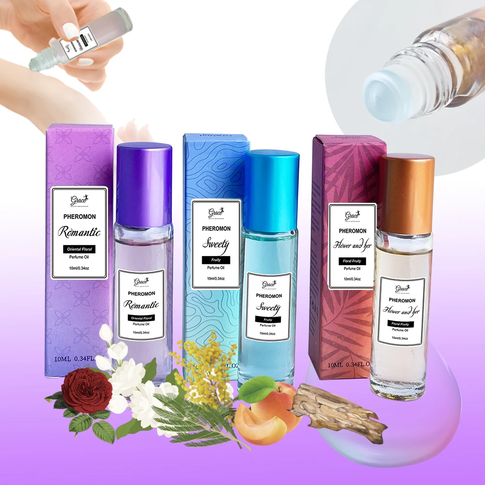 Wholesale Custom 10ml Sweet Floral Fruity Woody Ball Roller Parfums Pheromone Essential Oil Summer Roll-on Perfume oil