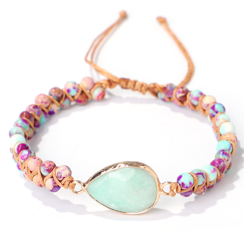 New Fashion Natural Stone Bracelet Braided Zinc Alloy Vintage Gemstone Modern Friendship Bracelet For Girls