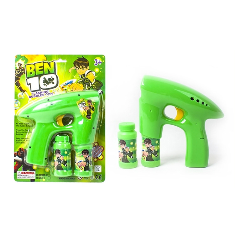 Оптовая Продажа сплошной цвет с голубой свет BEN10 воды мыло bubble gun игрушка