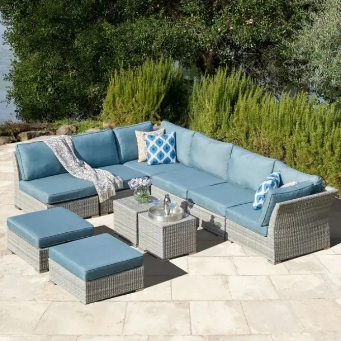 garden classics outdoor relaxing furniture set rattan sectional L shape sofa