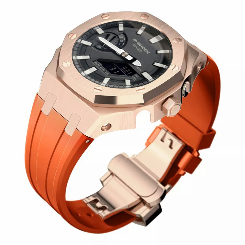 Оптовая продажа, Gshock Ga2100 Oem дубовая Резиновая лента, набор для модификации металла, роскошный корпус из нержавеющей стали для часов G Shock Ga 2100