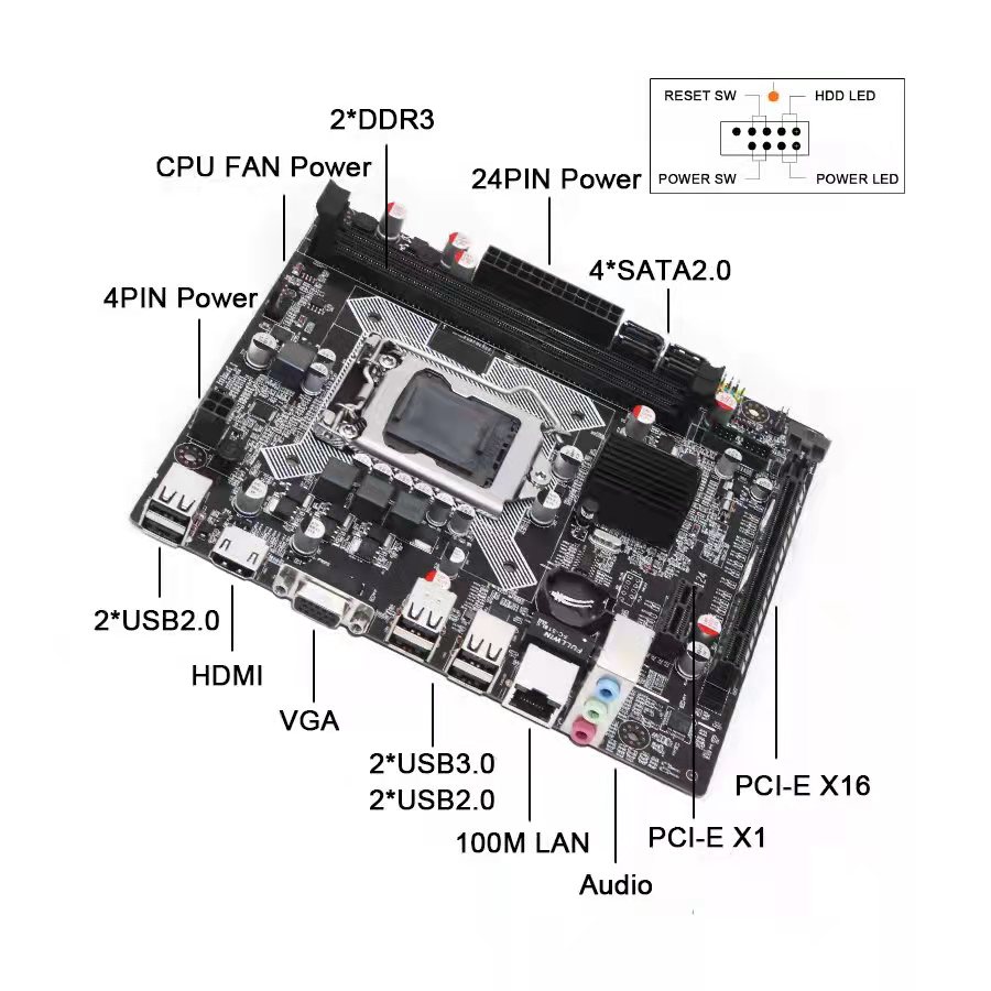 Материнская плата S37 для компьютера, материнская плата 8 GPU PCIE 16X DDR3, поддержка 1066/1333/1600 МГц