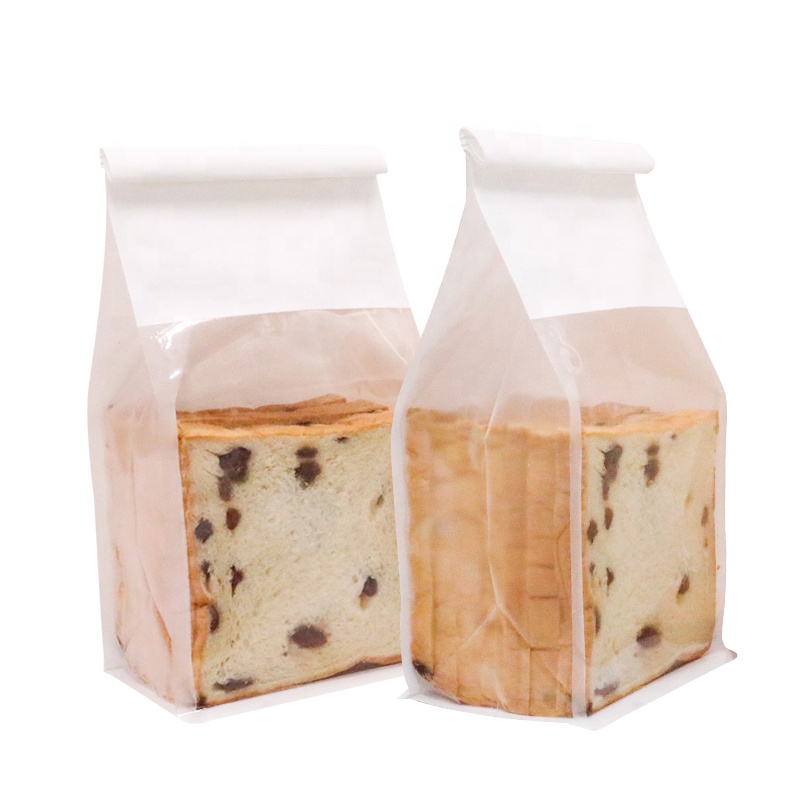 Custom Wholesale Heat Sealing Food Grade Bread Packaging Kraft Block Bottom Sos Paper Bag With Window